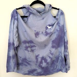 VS PINK Purple Tie Dye Peep Shoulder Hoodie sz M